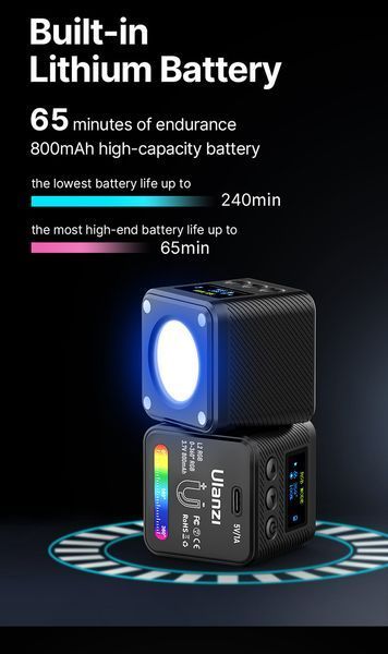 Світлодіодне накамерне світло для фотозйомки Ulanzi L2 RGB Mini COB чорний