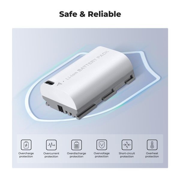 Комплект двух аккумуляторных батарей с выходом Type-C K&F Concept LP-E6NH 2600mAh White для Canon (KF28.0033S1) KF28.0033S1 фото