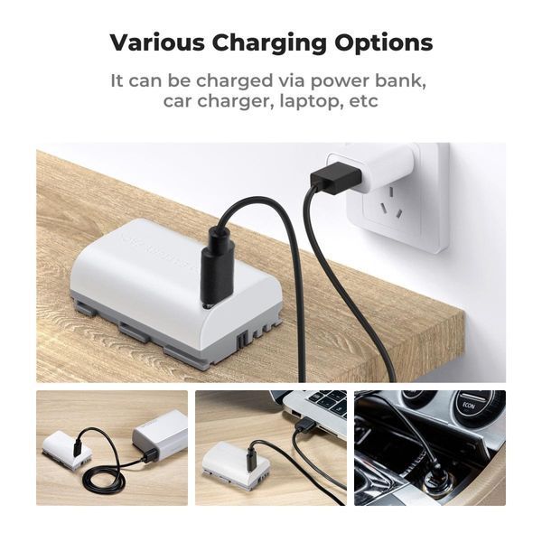 Комплект двух аккумуляторных батарей с выходом Type-C K&F Concept LP-E6NH 2600mAh White для Canon (KF28.0033S1) KF28.0033S1 фото
