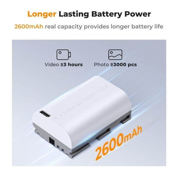 Комплект двух аккумуляторных батарей с выходом Type-C K&F Concept LP-E6NH 2600mAh White для Canon (KF28.0033S1) KF28.0033S1 фото
