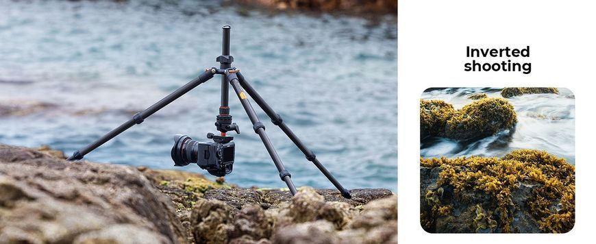 Легкий штатив із вуглецевого волокна K&F Concept K254C2+BH-36L для фотоапаратів, висота 1,6м, вантажопідйомність 8кг (KF09.123)