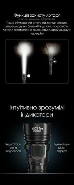 Ручний далекобійний тактичний ліхтар Nitecore MH25 Pro (3300Люмен, 705м, 5300мАг, USB Type-C) 010328 фото