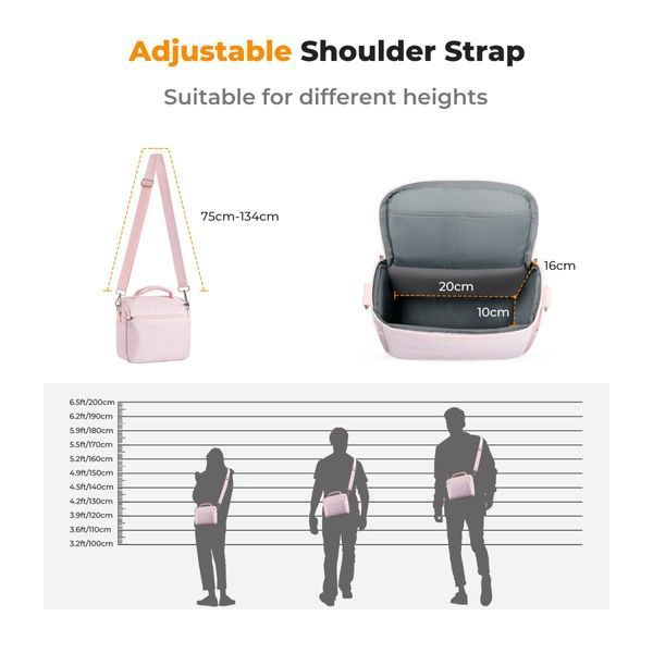 Сумка через плече для фотоапарата K&F Concept Camera Sling Bag 5L Urban Wander 05 (рожевий) (KF13.179V2)