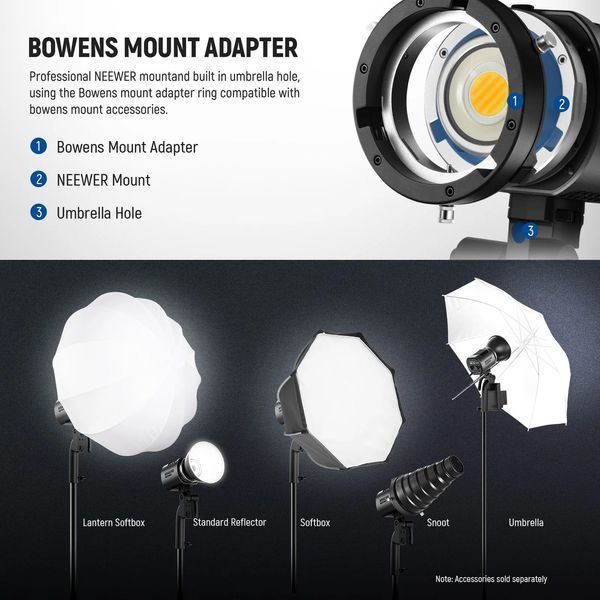 Портативне двоколірне студійне відеосвітло NEEWER MS60B 65W Bi-Color LED Video Light (2700-6500K, APP контроль, 2,4G) 10104694 фото