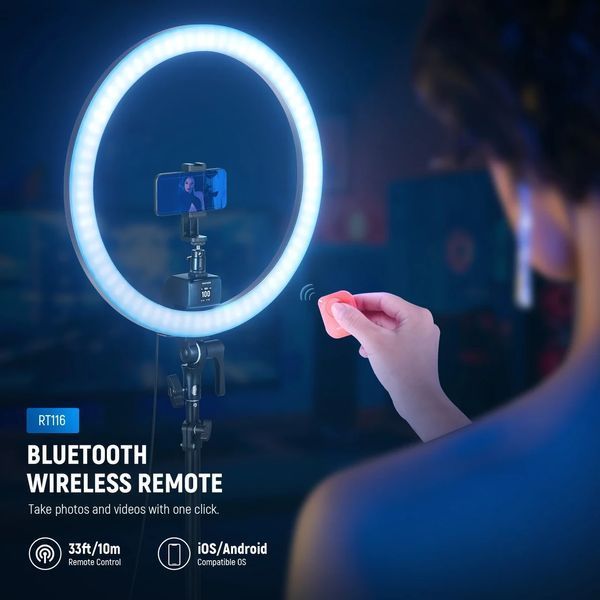 Кільцева студійна LED лампа для блогера Neewer SRP18C RGB 55Вт 48см 2500-10000К з APP керуванням 10104340 фото
