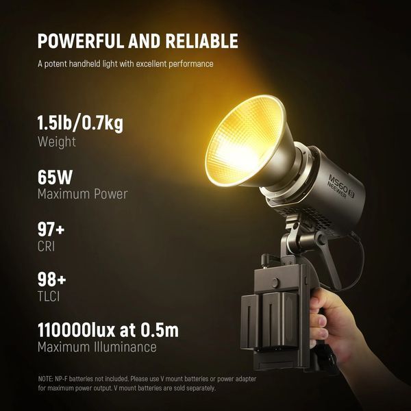Портативне двоколірне студійне відеосвітло NEEWER MS60B 65W Bi-Color LED Video Light (2700-6500K, APP контроль, 2,4G) 10104694 фото