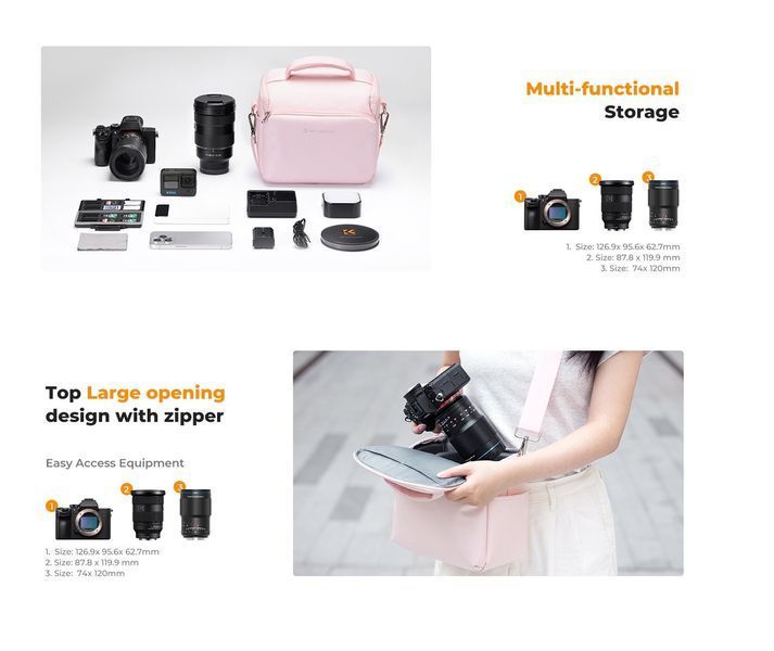 Сумка через плече для фотоапарата K&F Concept Camera Sling Bag 5L Urban Wander 05 (рожевий) (KF13.179V2)