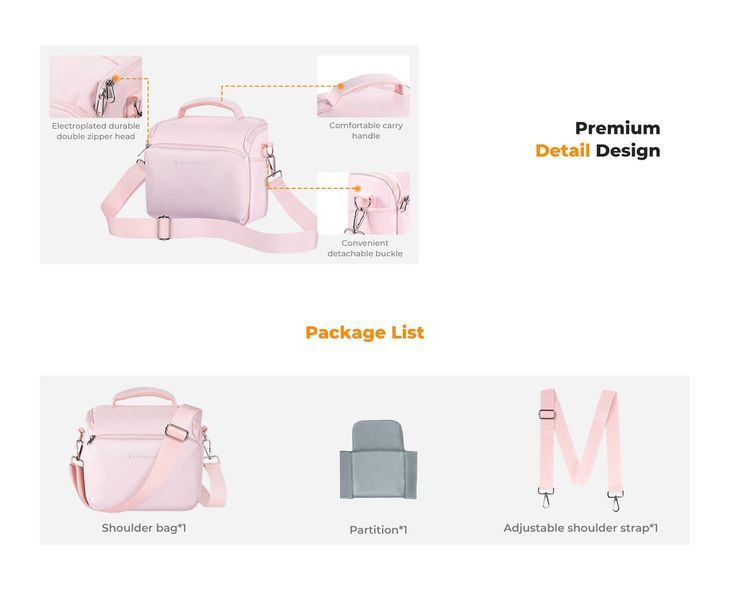 Сумка через плече для фотоапарата K&F Concept Camera Sling Bag 5L Urban Wander 05 (рожевий) (KF13.179V2)