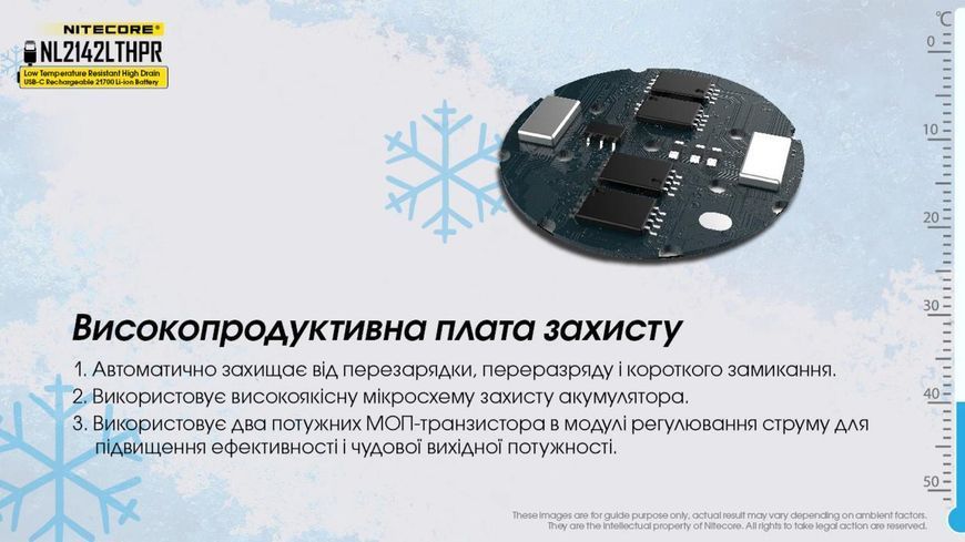 Аккумулятор литий-ионный морозостойкий 21700 Nitecore NL2142LTHPR (4200mAh, -40С, 15А, USB-C) 010704.4 фото