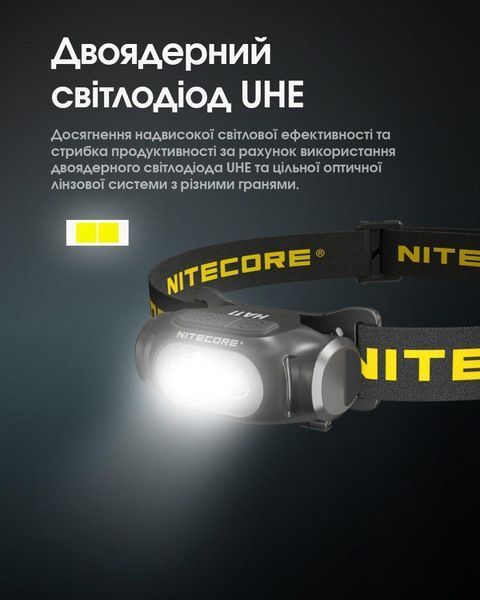 Надлегкий налобний ліхтар Nitecore HA11 UHE 2024 (240Лм, 90м, 1*АА/14500)