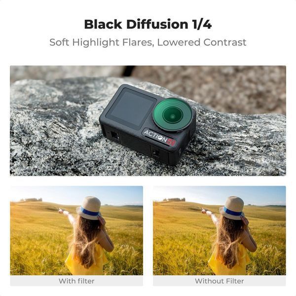 Чорний дифузійний фільтр K&F Concept Mist Black Diffusion 1/4 для DJI Osmo Action 5 Pro та Osmo Action 4 (KF01.2877) KF01.2877 фото