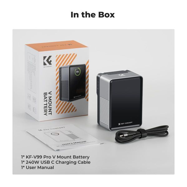 Акумуляторна V-Mount батарея K&F Concept KF-V99 Pro 6700mAh з цифровим екраном, USB-C, USB-A, BP/D-TAP, DC 12V (KF28.0024V1) KF28.0024V1 фото