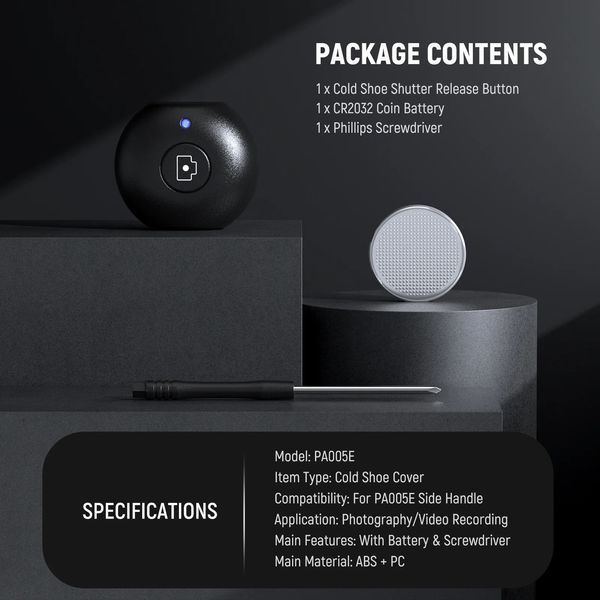 Накладна Bluetooth кнопка затвору NEEWER RT005E для бічної ручки Neewer PA045 (PA045B, PA045S, PA005E, PA046) 10104389EU фото