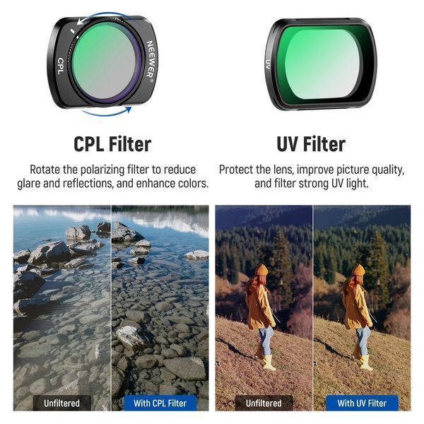 Набір магнітних ND/CPL/UV фільтрів NEEWER FL-P6 для DJI Osmo Pocket 3 (ND16, ND32, ND64, ND256, UV та CPL фільтр) 10103329 фото