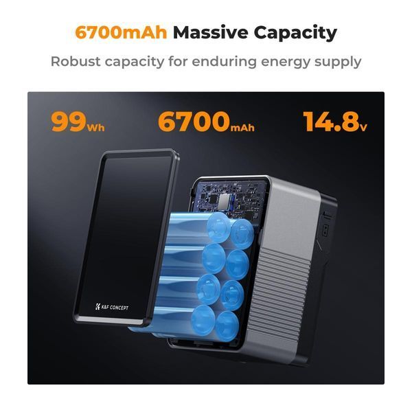 Акумуляторна V-Mount батарея K&F Concept KF-V99 Pro 6700mAh з цифровим екраном, USB-C, USB-A, BP/D-TAP, DC 12V (KF28.0024V1) KF28.0024V1 фото