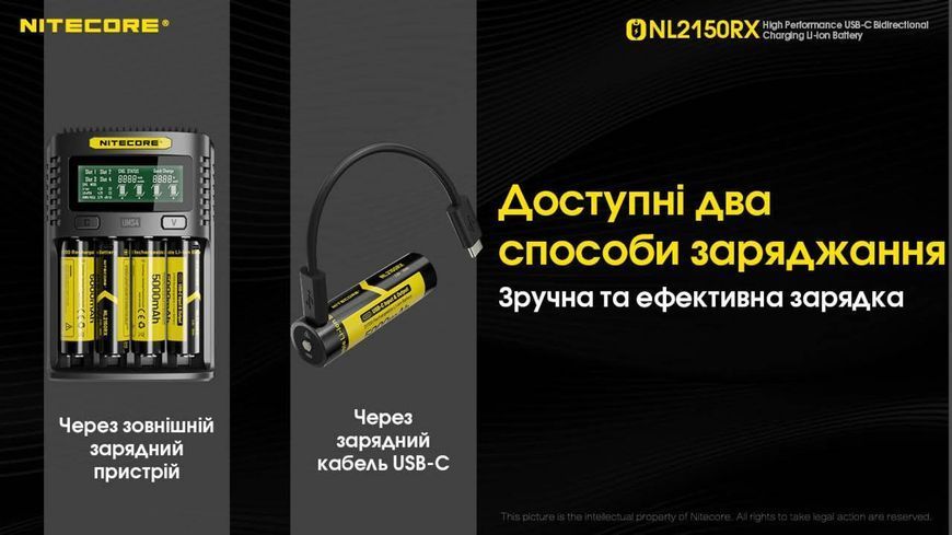 Літій-іонний акумулятор 21700 з функцією Power Bank Nitecore NL2150RX (5000mAh) 010704.2 фото