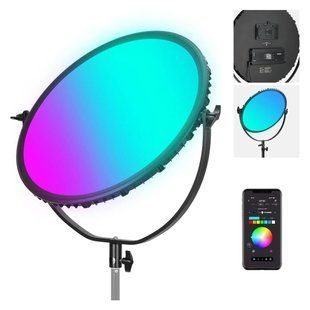 Різнокольорова кругла світлодіодна панель NEEWER GR18C RGB 65Вт з APP керуванням 2500-8500К, 18 ефектів 10103854 фото