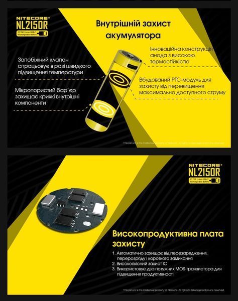 Nitecore NL2150R Акумулятор 21700 (5000mAh) з USB виходом для зарядки 010704 фото