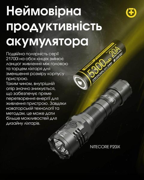 Аккумулятор литиевый Li-Ion 21700 Nitecore NL2153HPI 3.6V (5300mAh, 20А), защищенный 010704.5 фото