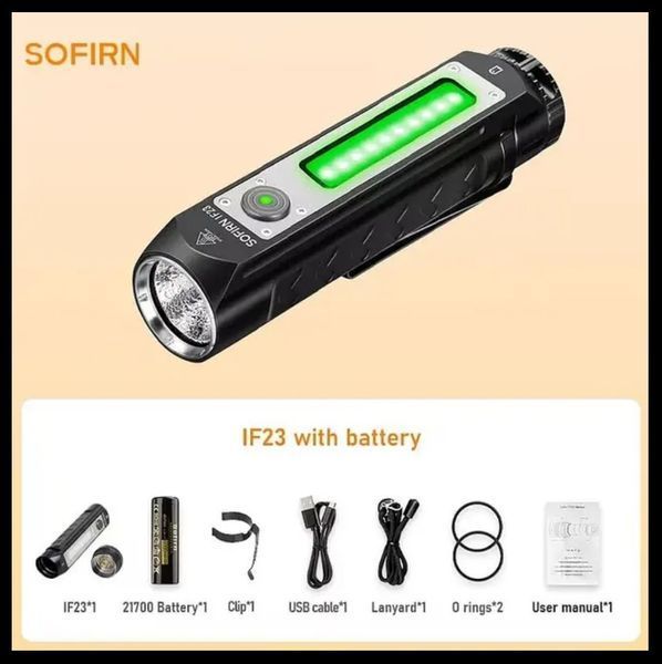 Акумуляторний ручний ліхтарик EDC Sofirn IF23 RGB (4000Люмен, 247м, 1*21700, 6000-6500К) 040109 фото
