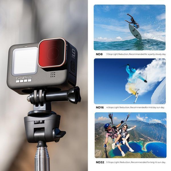 Набір світлофільтрів K&F Concept ND8 + ND16 + ND32 + CPL для екшн-камери GOPRO Hero 9/10/11/12/13, 4 шт. (SKU.1953)