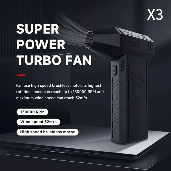 Ручний портативний турбовентилятор компресор X3 Violent Blower Mini Turbo Jet Fan (3000мАг, 52м/с) 050214 фото