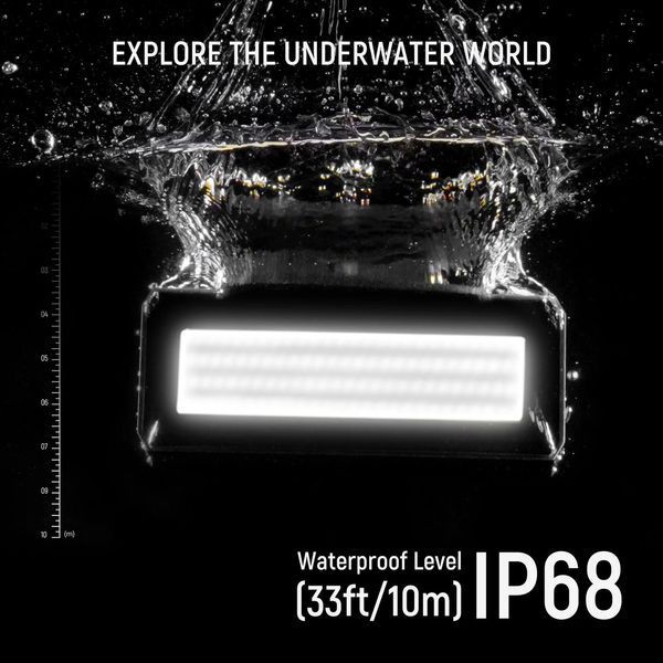 Водонепроникний світлодіодний ліхтар NEEWER WP12 для дайвінгу та підводної зйомки до 10м (5600К, 7 фільтрів)
