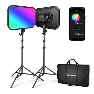 Комплект студійного світлодіодного відеосвітла зі штативами NEEWER RGB168 60Вт з APP керуванням (2500K до 8500K, RGB, CRI 97+) 10104944 фото