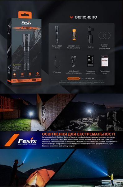Ліхтар ручний лазерний Fenix HT30R (500Люмен, 1500м, 1*21700)