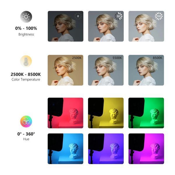 Комплект студійного світлодіодного відеосвітла зі штативами NEEWER RGB168 60Вт з APP керуванням (2500K до 8500K, RGB, CRI 97+)