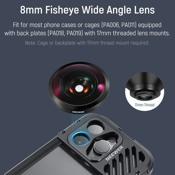 Объектив для смартфона Neewer LS-29 рыбий глаз HD Fisheye 8мм 10102665 фото