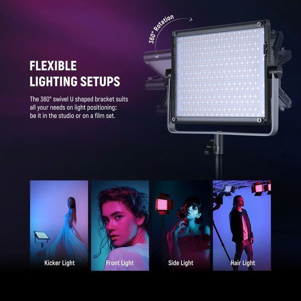 Студийный видеосвет NEEWER RGB1200 комплект из двух ламп 60Вт и двух штативов-стоек 200см 10104230 фото