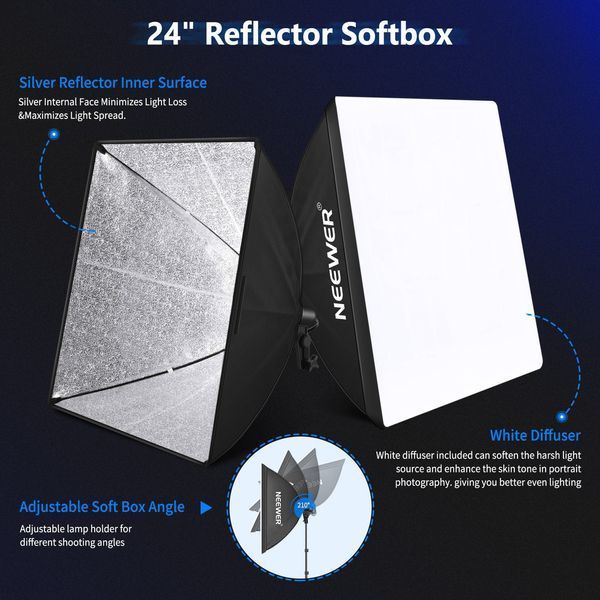 Комплект студійного освітлення для фотозйомки Neewer NK100 3x2.6 м (6 стійок, 3 фони, 2 софтбокси, 2 парасолі, 4 лампочки)