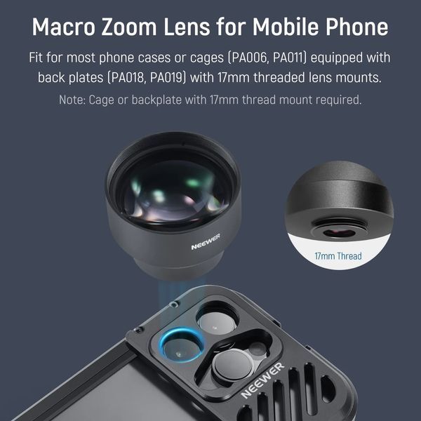 Макрооб'єктив для смартфона Neewer LS-26 HD Macro Lens фокусна відстань 105мм 10102619 фото