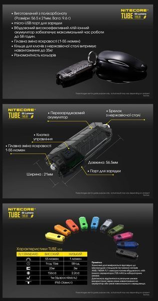 Наключний ліхтар Nitecore TUBE V2.0, прозорий 010337 фото