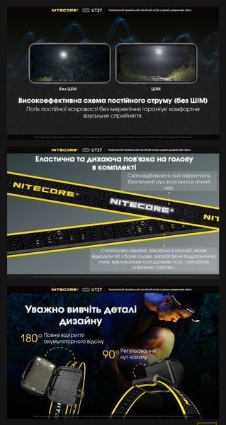 Nitecore UT27 Налобний ліхтар із універсальним живленням (3xAAA, USB-C)