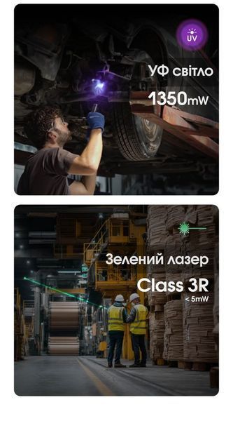 Ручний ліхтар Nitecore EDC17 із білим та ультрафіолетовим світлом та зеленим лазером (Class R3) 1500Лм, 230м, 1500мАг 010341.2 фото