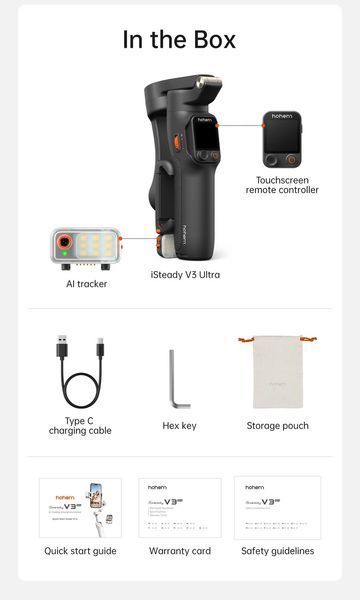 Универсальный стабилизатор видеосъемки Hohem iSteady V3 Ultra Black для смартфона (IOS, Android) 58-98 мм 060113.3 фото