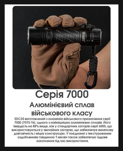 Надпотужний кишеньковий ручний ліхтар, що заряджається Nitecore EDC35 (5000Лм, 550м, 6000мАг, USB Type-C)