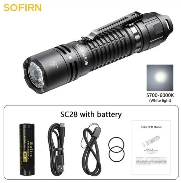 Потужний ручний кишеньковий ліхтар Sofirn SC28 (2800Лм, 223м, 1*21700) 040110 фото