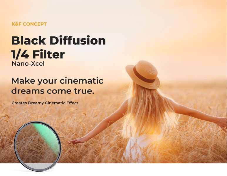 Фильтр черного тумана Mist Black Diffusion 1/4 K&F Concept Nano-X 58мм (KF01.1479) KF01.2317 фото