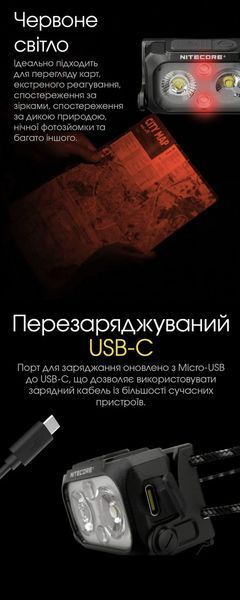 Ультралегкий налобний ліхтар Nitecore NU25 UL NEW, чорний (400Люмен, 64м) 010208 фото