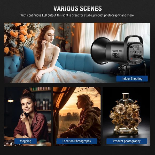 Двоколірне студійне відеосвітло NEEWER CB60B 70W Bi-Color LED Video Light (2700-6500K, APP контроль, 2,4G)