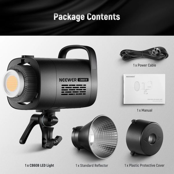 Двоколірне студійне відеосвітло NEEWER CB60B 70W Bi-Color LED Video Light (2700-6500K, APP контроль, 2,4G)