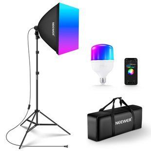 Комплект студійного світла NEEWER NK300 RGB з APP керуванням (софтбокс 60*60см, лампа RGB 24Вт, стійка 210см) 10104264 фото