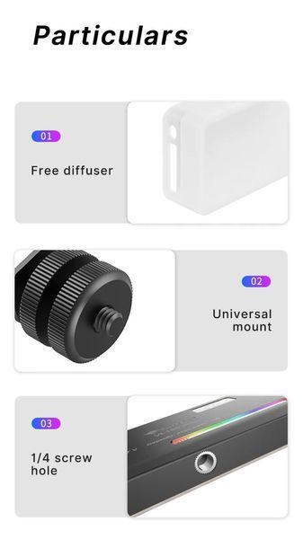 Накамерне світло світлодіодна панель ULANZI VL120 RGB White із регулятором яскравості та 20 світлоефектами (2500-9000K, 3100мАг) 050207 фото