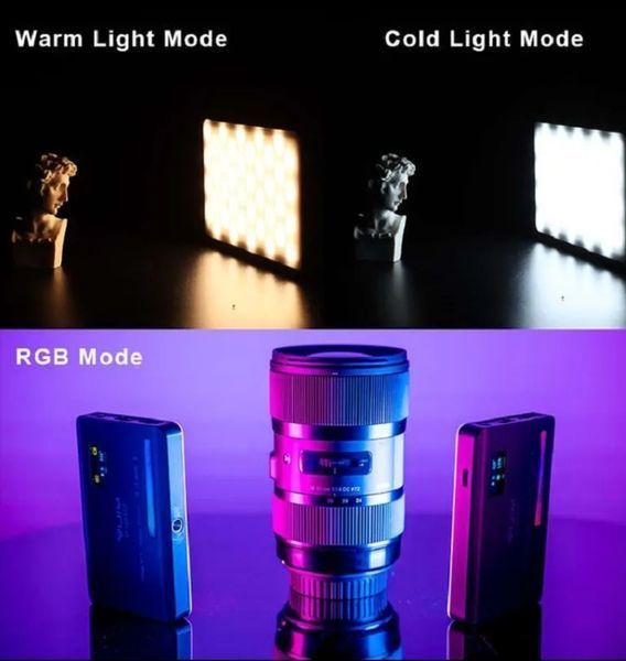 Накамерне світло світлодіодна панель ULANZI VL120 RGB White із регулятором яскравості та 20 світлоефектами (2500-9000K, 3100мАг) 050207 фото