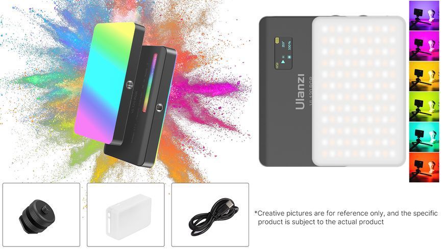 Накамерне світло світлодіодна панель ULANZI VL120 RGB White із регулятором яскравості та 20 світлоефектами (2500-9000K, 3100мАг) 050207 фото