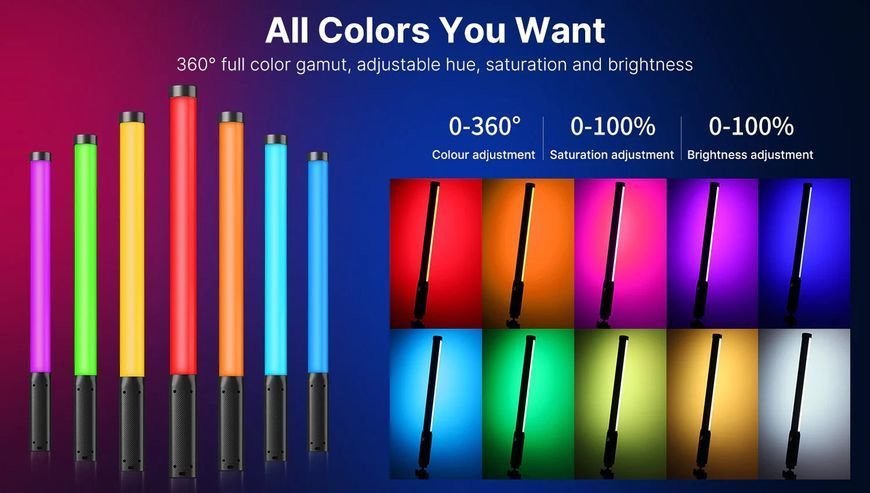 Ручний світлодіодний світильник кольорова лампа меч для фотостудії Ulanzi VL119 RGB Tube Light 50см, CRI 95+, 2500-9000К з можливі