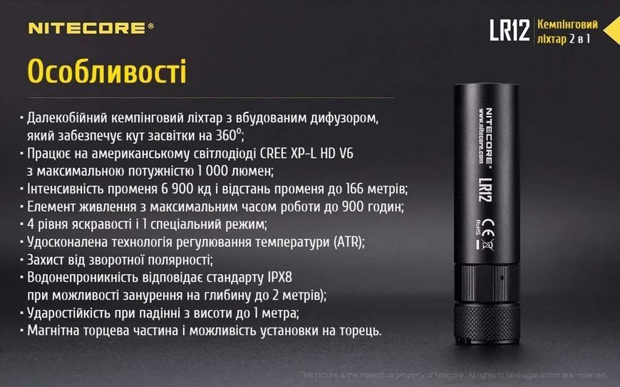Nitecore LR12 2в1 - Мощный кемпинговый + ручной фонарь 010303 фото